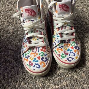 Vans Red and Pink Artistic High-Top Sneakers